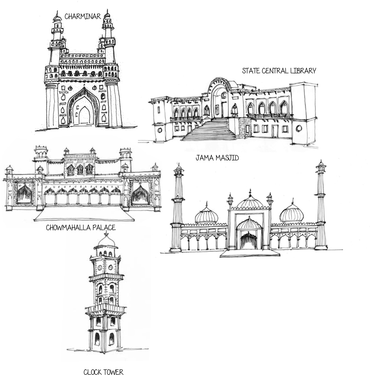 Hyderabadi-Jaunt-Clock-Tower-Charminar-Jama-Masjid-Chowmahalla-Palace-state-central-library