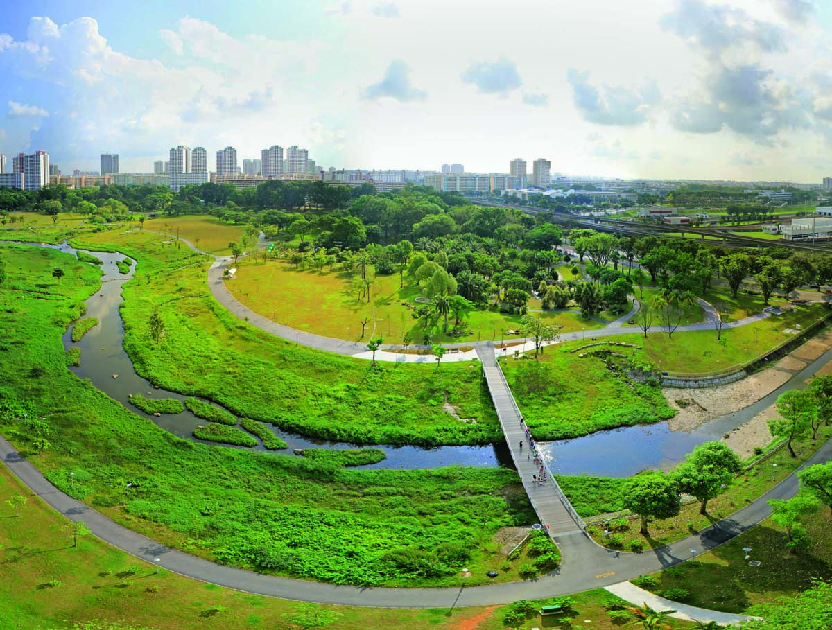 city-raise-river-park-Aerial view-meandering river