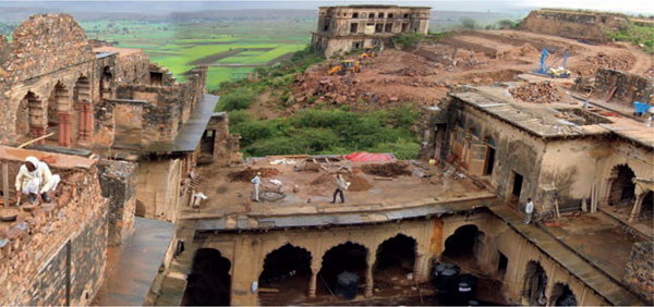 Tijara--Modernizing-History-Work-under-construction-Rani-Mahal