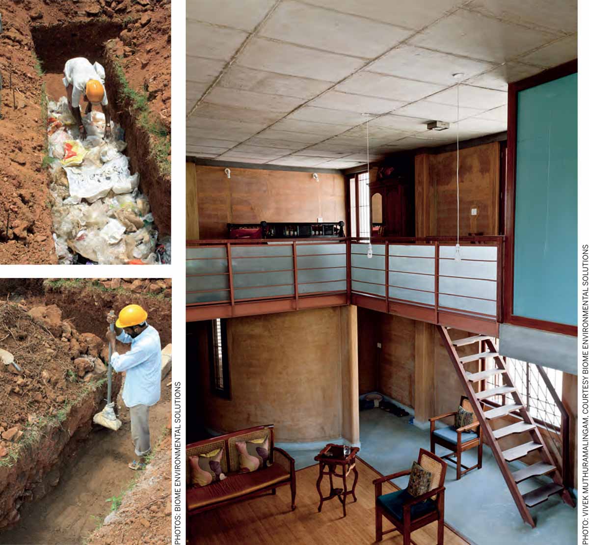 Bridging-the-Gap-waste-sinks-foundation-trenches-used-substitutes-land-fills-plastic-Ramming-soil-rammed-earth-foundation-bags-Ochre-living-space-Hamsa-House