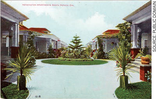 Bungalowland-affordable-Housing-Los-Angeles-postcard-Kensington-Apartments-Santa-Monica-WWI