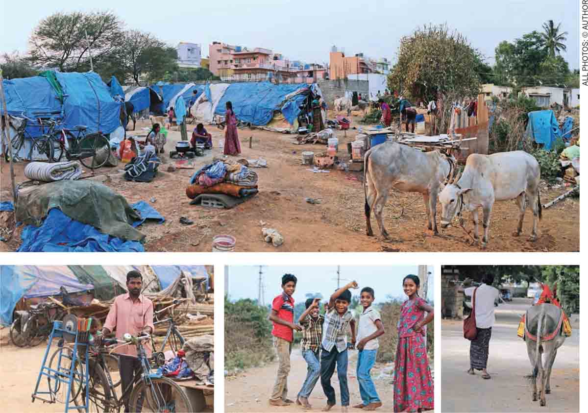 Basava-Project-community-settled-amidst-urban-fabric-minimal-security-infrastructure-tool-sharpening--Kids-play-master-returning-community