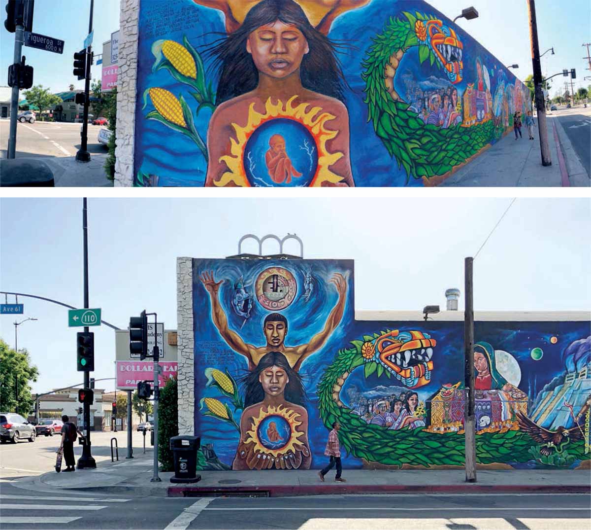 Art-Reconceptualizes-City-Graffti-murals-Mexico-Tenochtitlan-Sequence-Time-Culture-Quetzalcoatl-Mural-Project-1996-Highland-Park-Artists