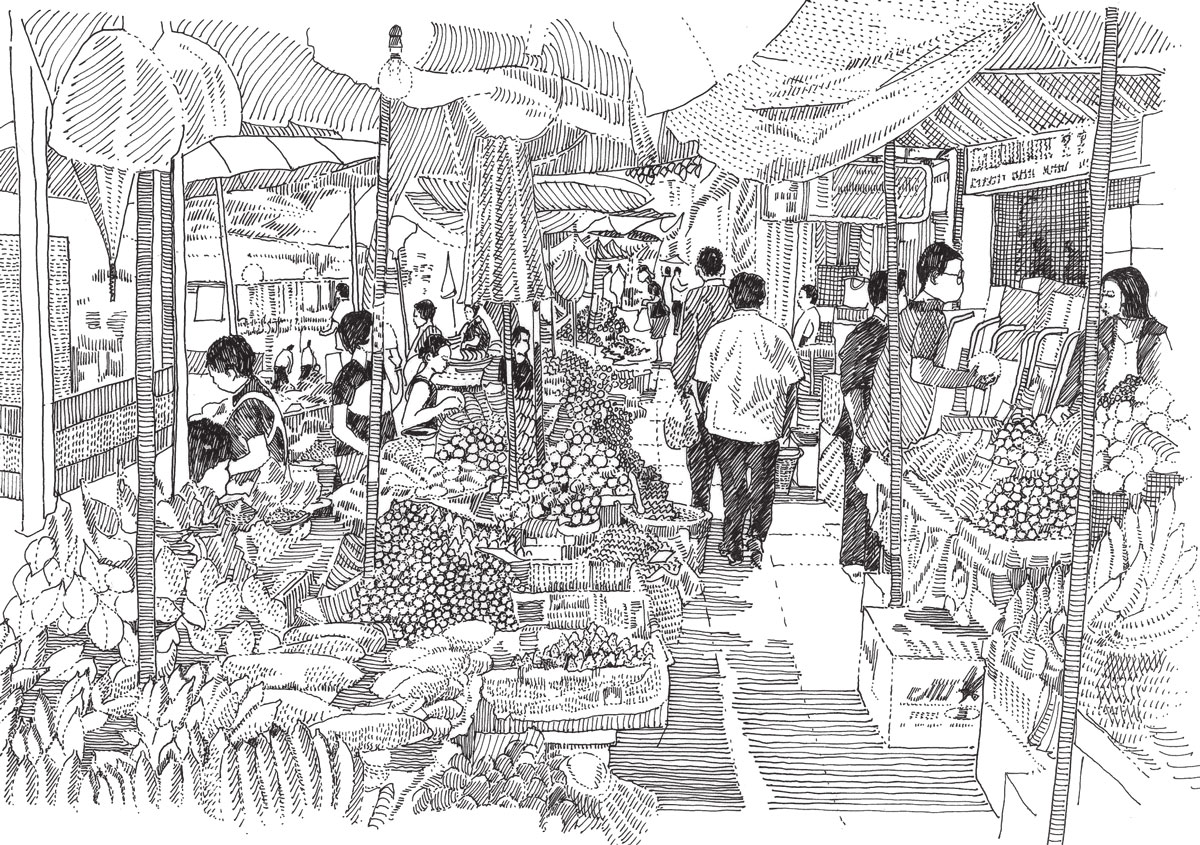 Impressions-Asian-Streets-Informal-markets-Bangkok-edges-sell-products-brought-daily-countryside
