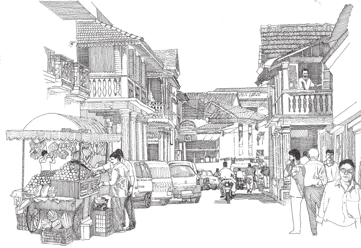 Impressions-Asian-Streets-two-storey-townscape-Margao-Goa-defined-consistent-range-traditional-elements