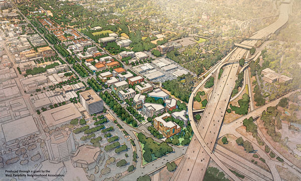 Reconnecting-Pasadena-CPP-rendering-before-after–view-looking-southwest-transformation-freeway-stub-boulevard-development-2