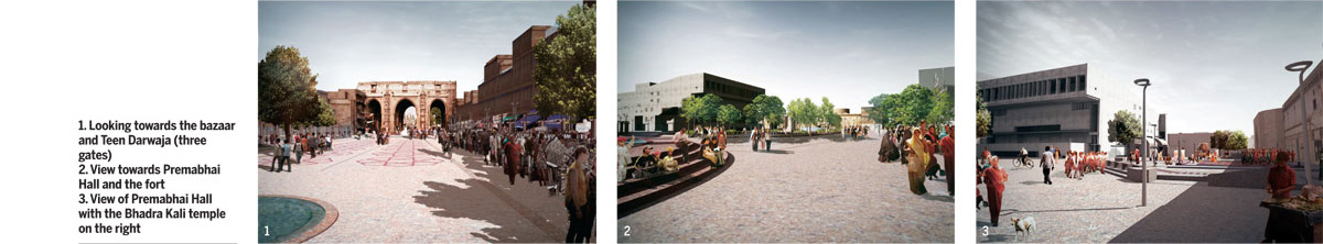The-Great-Revitalisation-View-Bhadra-Fort-Teen-Darwaja-Premabhai-Hall-Plaza-location-Ahmedabad-bazaar-Kali-temple