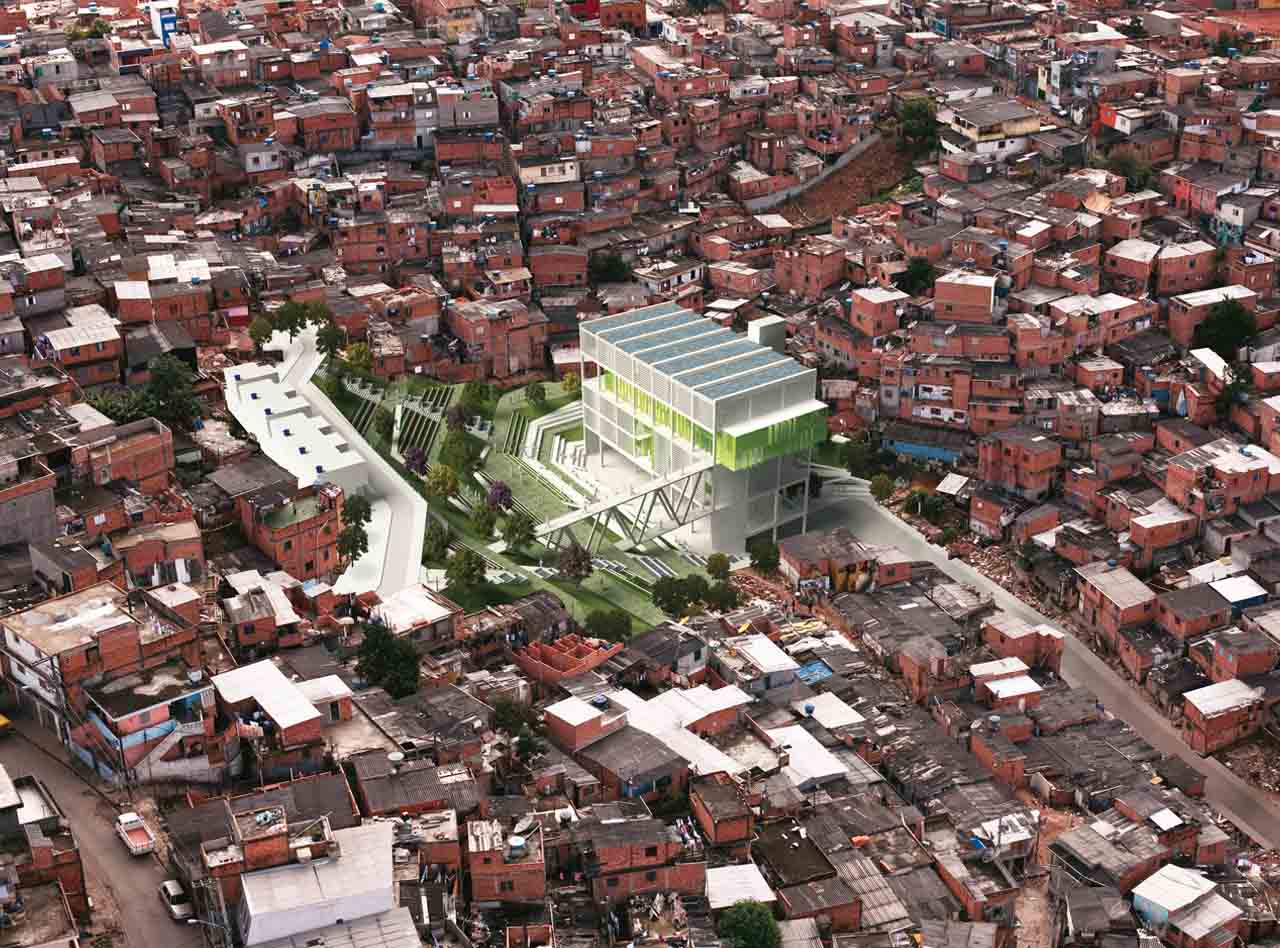 Venezuela--Affordability-Public-participation-Grotao-Community-Centre-proposal-public-space-amenity-dense-favela-community-Sao-Paulo--Metro-Cable-project-Caracas-night-cable-car-station-positioned-neighbourhood