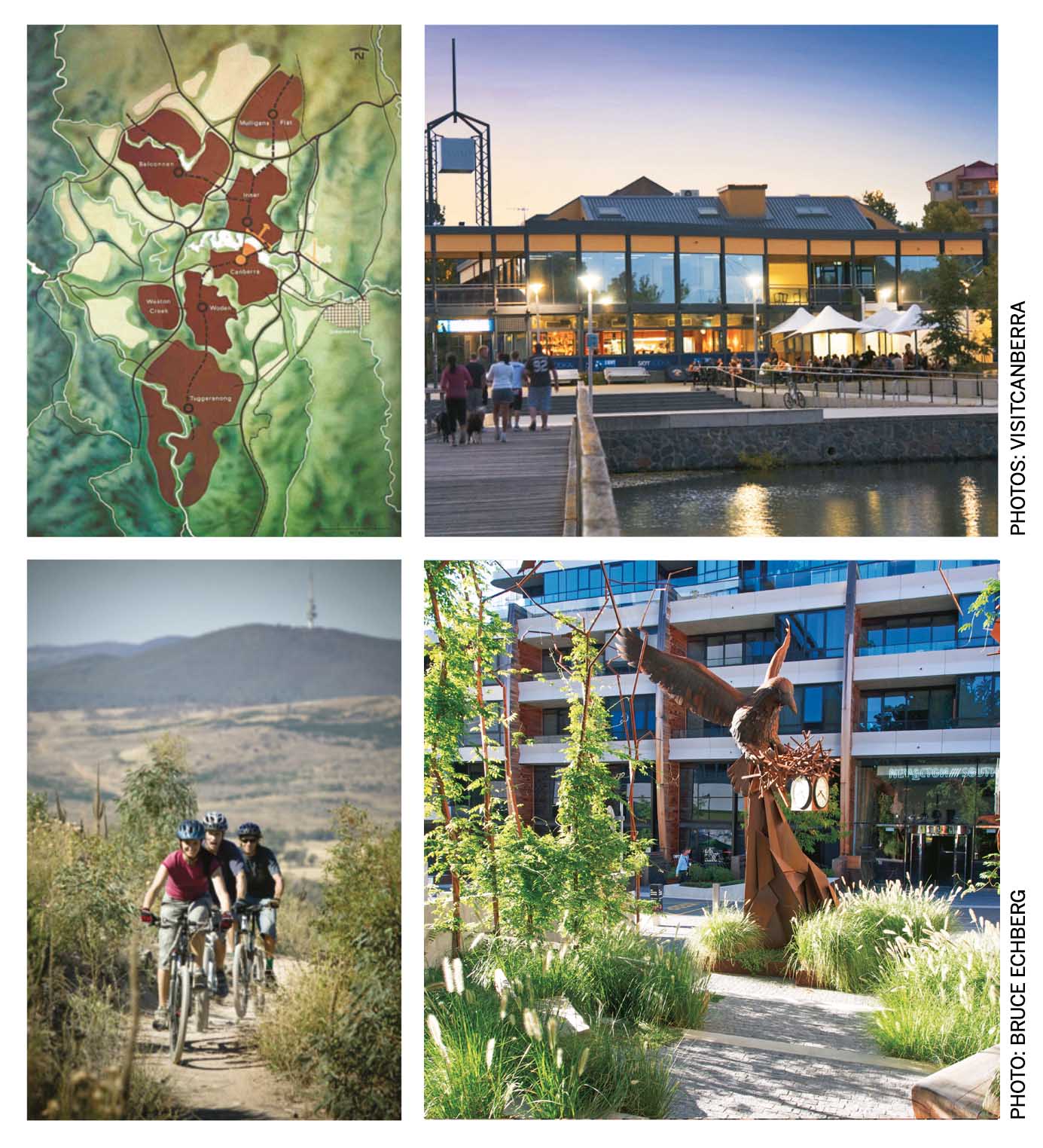 canberra-capital-city-bush-top-1970-yplan-five-planned-new-towns-linked-parkways-sited-keep-hills-clear-development-retained-natural-bush-land-planted-forests-protected-landscape-ridgelines-kept-free-development-giving-residents-good-access-nature-making-urban-areas-vulnerable-bushfires-close-national-parks-within-alpine-areas-become-ski-fields-wintertop-belconnen-one-lake-commercial-centre-university-acton-high-density-mixed-use-redevelopment-within-original-civic-commercial-area-sustainable-buildings-revitalised-public-space-between-old-new