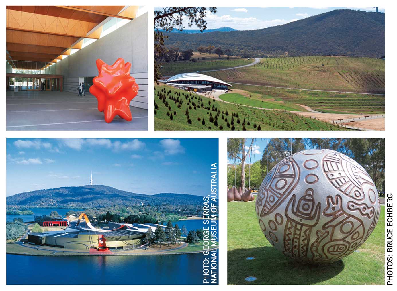 canberra-capital-city-bush-top-left-national-portrait-gallery-relatively-new-addition-parliamentary-triangle-commissioned-through-international-competition-won-sydney-architects-johnson-pilton-walker-opened-2006-arboretum-created-after-bush-fires-destroyed-part-site-leading-2004-won-taylor-cullity-lethlean-landscape-tonkin-zulaika-greer-site-ncludes-cork-oak-forest-created-early-years-walter-burley-griffin-supply-acorns-1916-melbourne-recognised-potential-wanted-become-self-sufficient-cork-museum-australia-aerial-view-sitting-opposite-high-court-designed-edwards-madigan-torzillo-opened-1973-houses-significant-collection-surrounding-gardens-part-collection-significant-designed