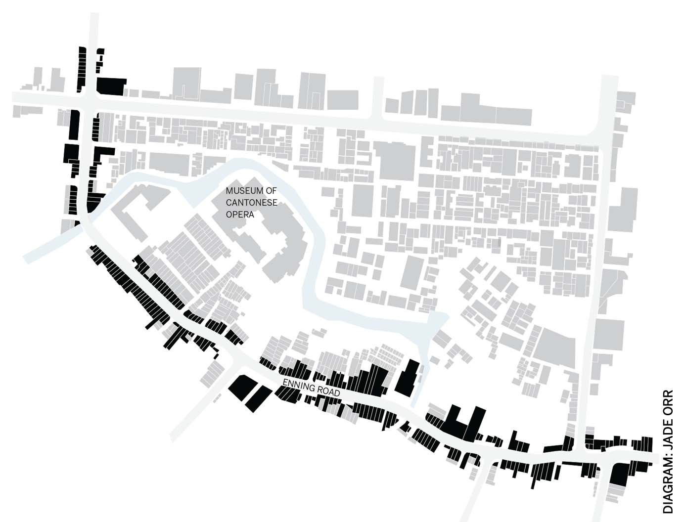 qilou-hong-balancing-continuity-change-old-guangzhou-diagram-showing-area-around-museum-cantonese-opera-large-courtyard-building-footprint-centre-withenning-roads-highlighted-black