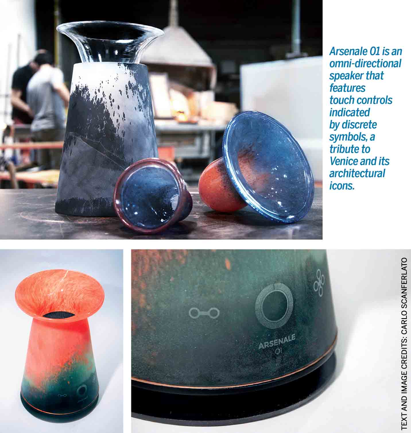 reshaping-manifestation-heritage-arsenale01-omni-directional-speaker-features-touch-controls-indicated-discrete-symbols-tribute-venice-architectural-icons
