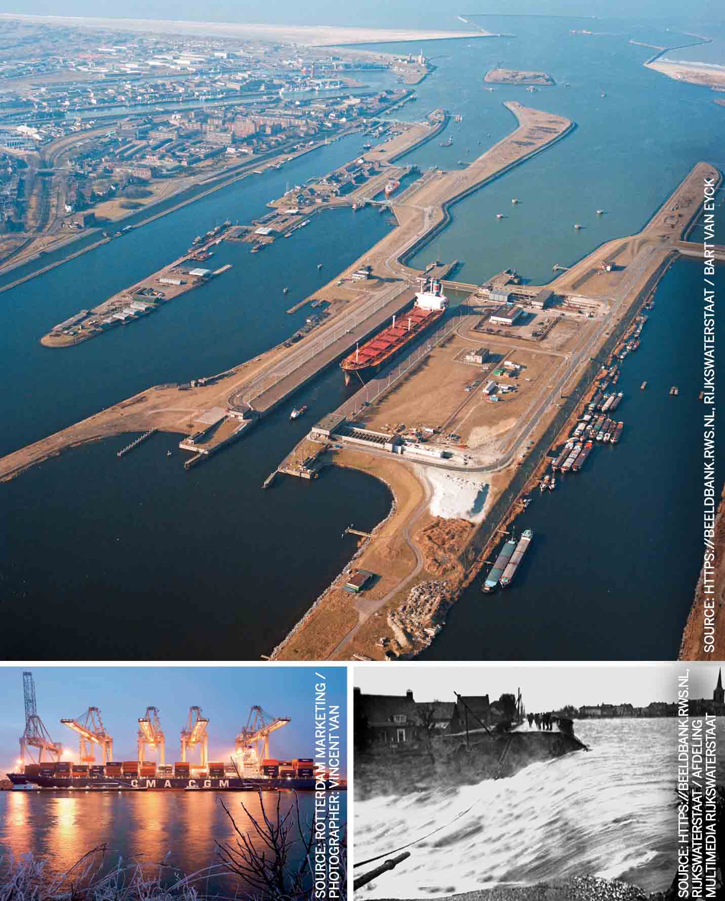 water-management-harbour-mouth-locks-ijmuiden-ship-leaves-direction-amsterdam-container-port-rotterdam-largest-industrial-complex-europe-total-cargo-traffic-430-million-tons-2010-breach-dike-ouderkerk-aan-de-ijssel