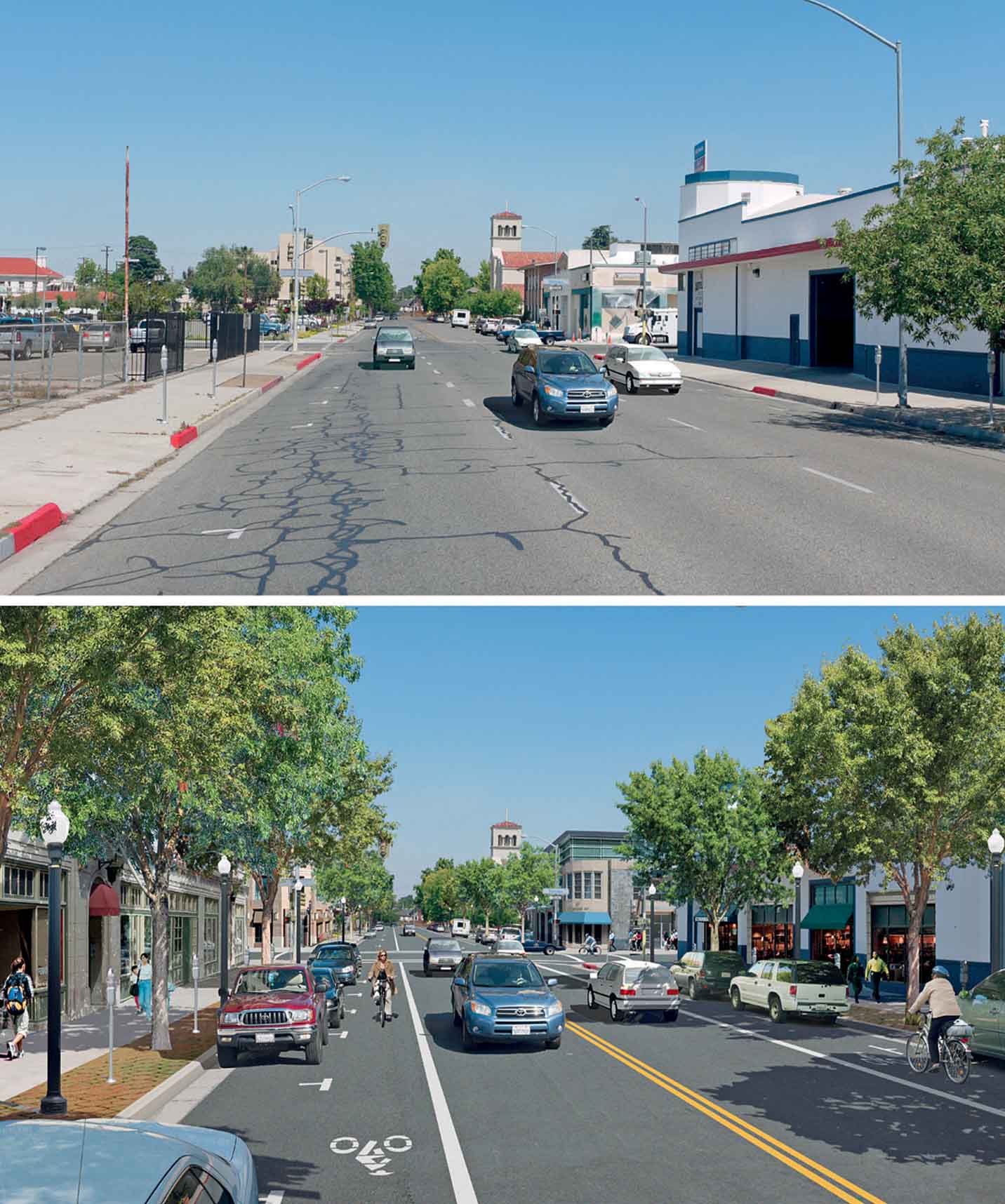 creating-memorable-streets-introduction-trees-parking-buildings-face-accessed-from-sidewalk-transform-underperforming-car-oriented-commercial-corridor-fresno-california-into-vibrant-mixed-use-place-where-people-want-shop-visit
