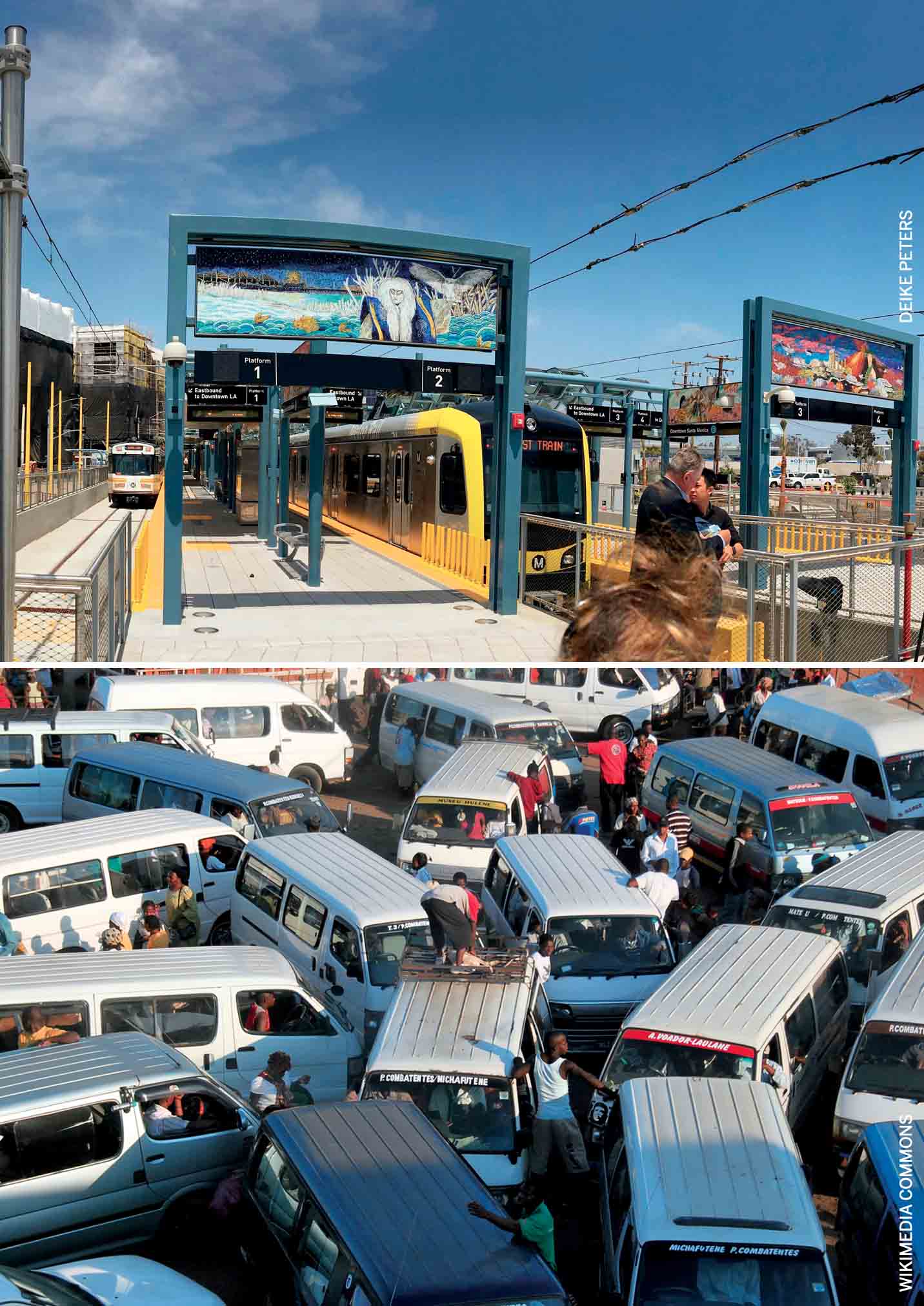 sustainable-urban-mobility-rapid-buses-and-bikes-show-the-way-la-metro-expo-line-train-arriving-downtown-santa-monica-traffic-jam-maputo-mozambique