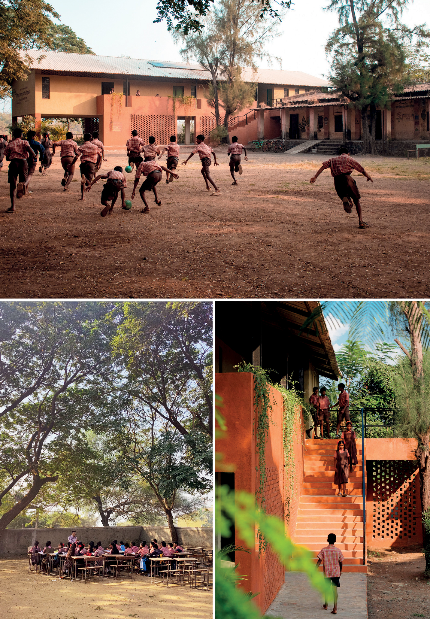 rebuilding-flood-resilience-story-saraswati-vidyalaya-transformative-impact-part-existing-building-rebuilt-school-phase-1-outdoor-classroom-during-construction-external-staircase