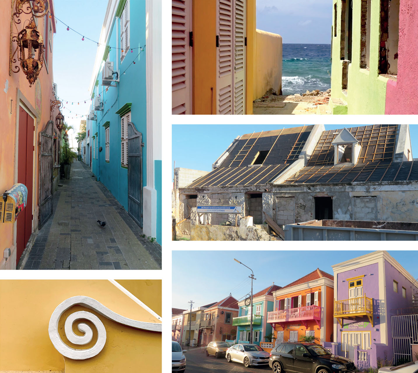 the-potential-main-street-for-world-heritage-cities-walkway-hotel-rooms-pietermaai-street-restoration underway-curaçaoan-baroque-detail-walkway